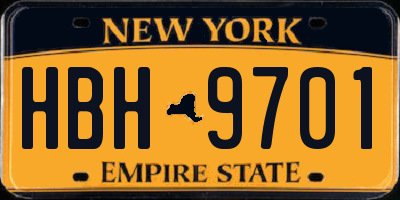 NY license plate HBH9701