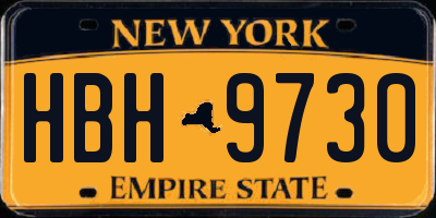NY license plate HBH9730