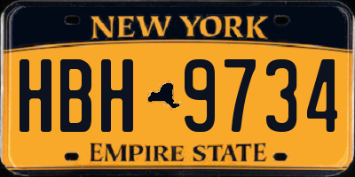 NY license plate HBH9734