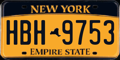 NY license plate HBH9753