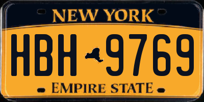 NY license plate HBH9769