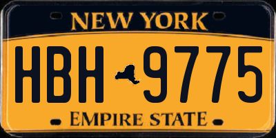 NY license plate HBH9775
