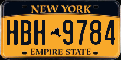 NY license plate HBH9784