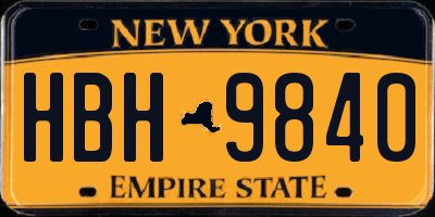 NY license plate HBH9840
