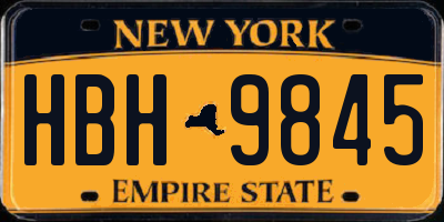 NY license plate HBH9845
