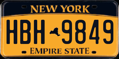 NY license plate HBH9849