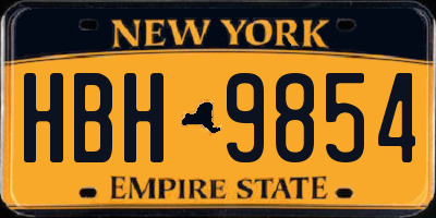 NY license plate HBH9854