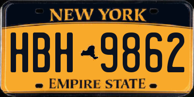 NY license plate HBH9862