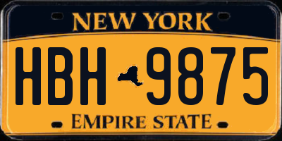 NY license plate HBH9875