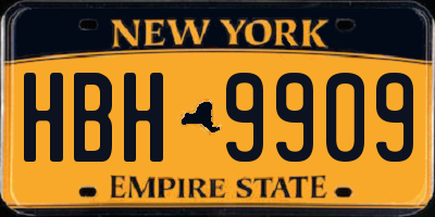 NY license plate HBH9909