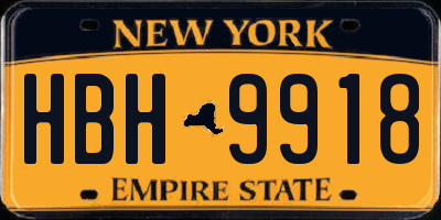 NY license plate HBH9918