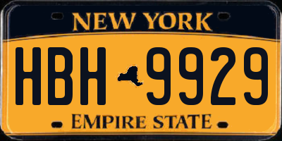 NY license plate HBH9929