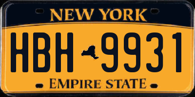 NY license plate HBH9931