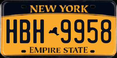NY license plate HBH9958