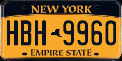 NY license plate HBH9960
