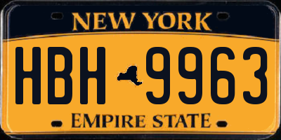 NY license plate HBH9963