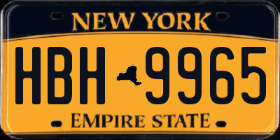 NY license plate HBH9965