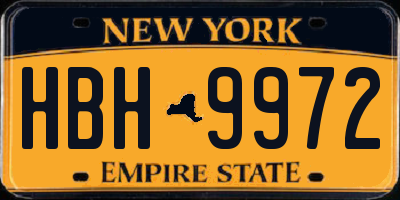 NY license plate HBH9972
