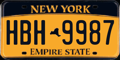 NY license plate HBH9987