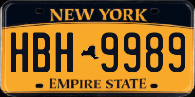 NY license plate HBH9989
