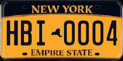 NY license plate HBI0004