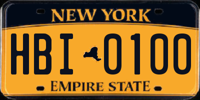 NY license plate HBI0100
