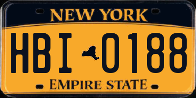 NY license plate HBI0188