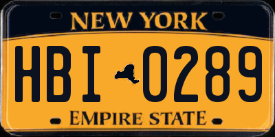 NY license plate HBI0289
