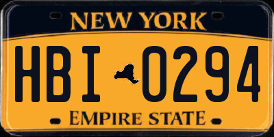NY license plate HBI0294