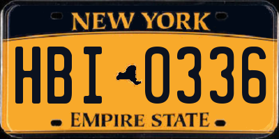 NY license plate HBI0336