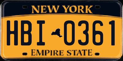 NY license plate HBI0361