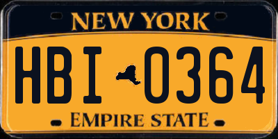 NY license plate HBI0364