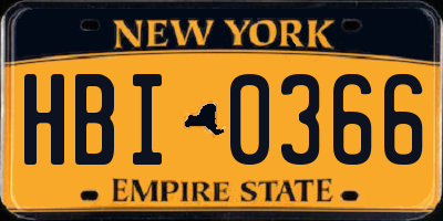 NY license plate HBI0366