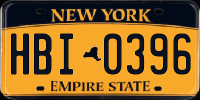 NY license plate HBI0396