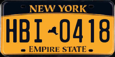 NY license plate HBI0418
