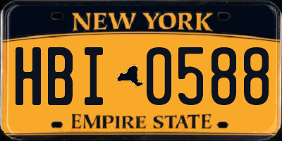NY license plate HBI0588