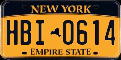 NY license plate HBI0614