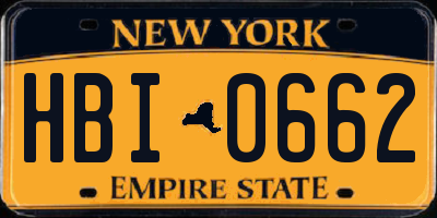 NY license plate HBI0662