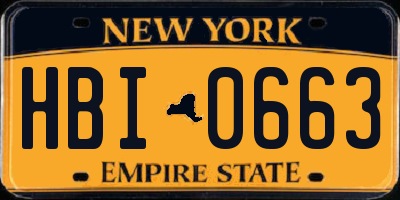 NY license plate HBI0663