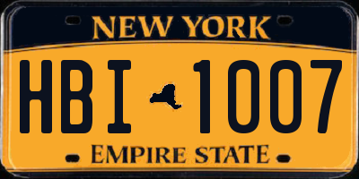 NY license plate HBI1007