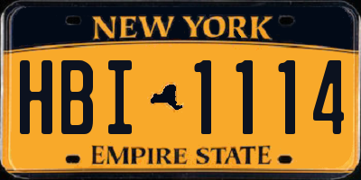 NY license plate HBI1114