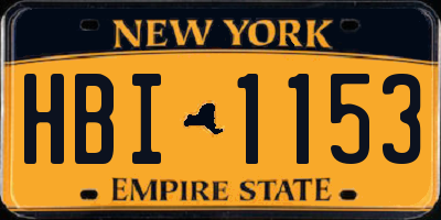 NY license plate HBI1153