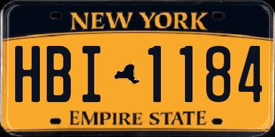 NY license plate HBI1184