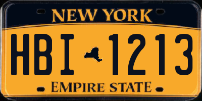 NY license plate HBI1213