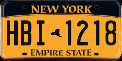 NY license plate HBI1218