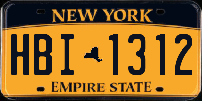 NY license plate HBI1312
