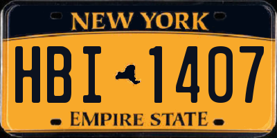 NY license plate HBI1407