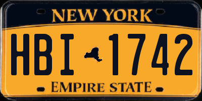 NY license plate HBI1742