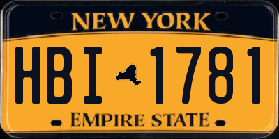 NY license plate HBI1781