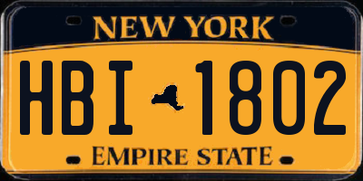 NY license plate HBI1802